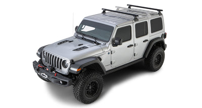 Heavy Duty RLT600 Black 2 Bar Rhino-Rack Backbone Roof Rack for the Jeep Wrangler JL 2019