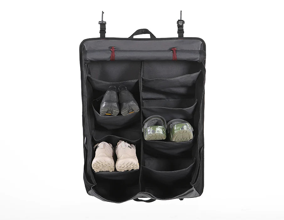 Front View of The iKamper Shoe Rack That Is Filled With Shoes