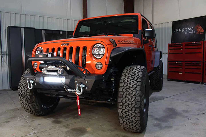 Fishbone Stubby Front Winch Bumper for Jeep Wrangler JK