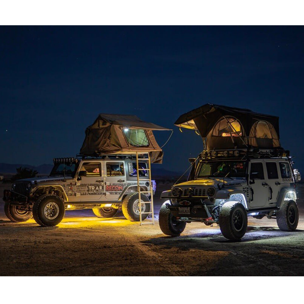 KC Hilites Cyclone V2 LED In Jeep With Roof Top Tent