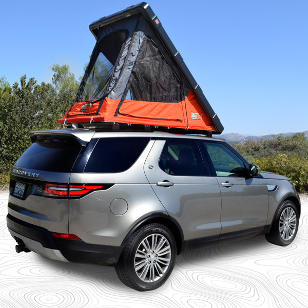 side view of the BadAss Rugged Rooftop Tent For Land Rover Discovery 5 2017-2022