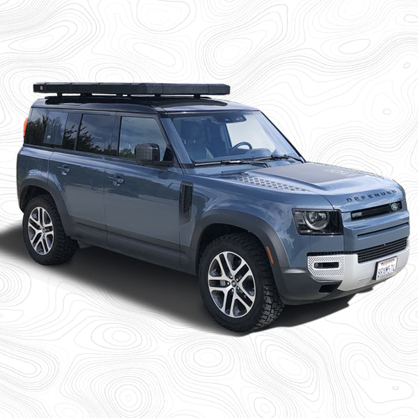 front closed view of the BadAss Rugged Rooftop Tent For Land Rover NEW Defender 90 & 110 2020-2022