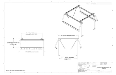 LEITNER DESIGNS - ACTIVE CARGO SYSTEM - TOYOTA TACOMA SHORT BED 2016+ Dimensions