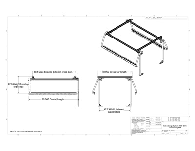 LEITNER DESIGN - ACTIVE CARGO SYSTEM - TOYOTA TACOMA LONG BED 2005-2015 Dimensions