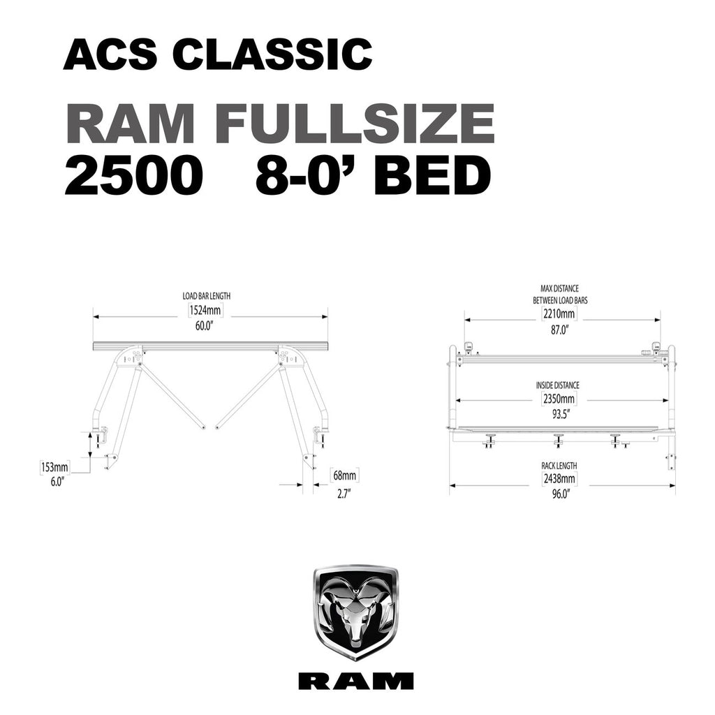 Leitner Active Cargo System ACS CLASSIC Bed Rack For DODGE RAM 2500 8 ft bed