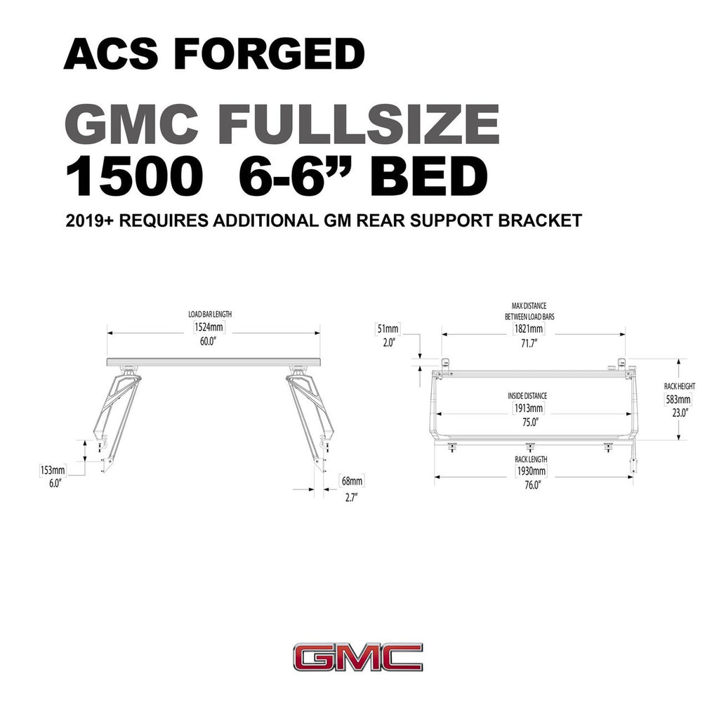 Leitner Active Cargo System ACS Forged Bed Rack For GMC Pickup Trucks 1500 6'6" Bed