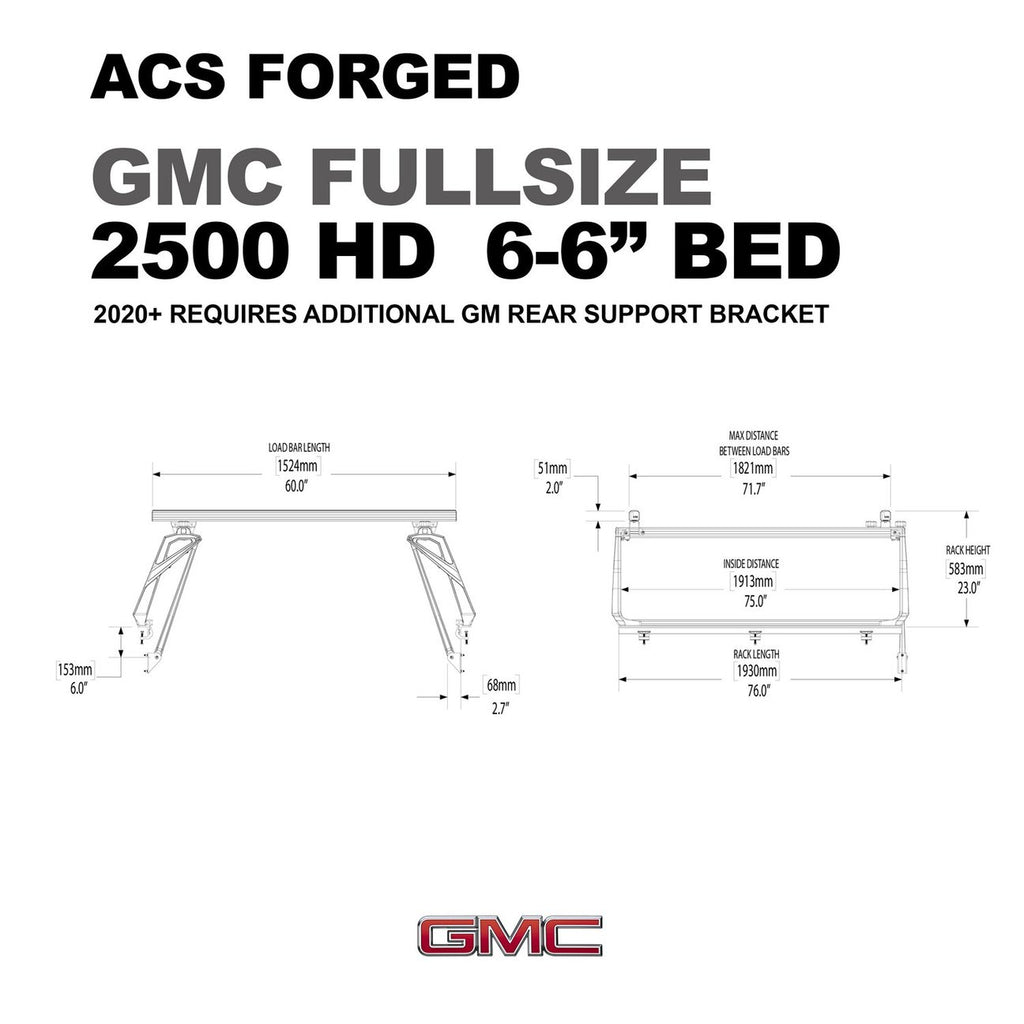 Leitner Active Cargo System ACS Forged Bed Rack For GMC Pickup Trucks 2500 hd 6'6" Bed