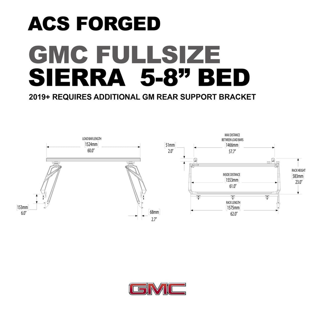 Leitner Active Cargo System ACS Forged Bed Rack For GMC Pickup Trucks Sierra 5'8" Bed