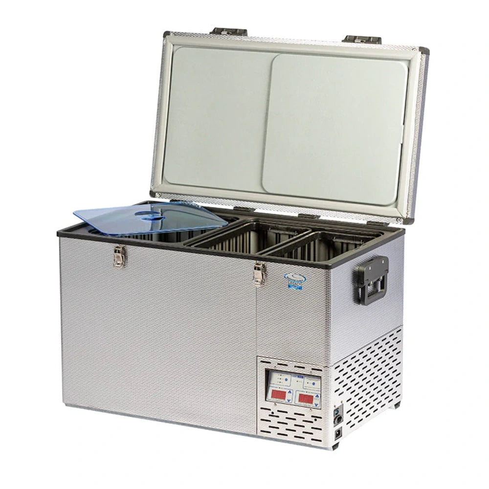 National Luna Legacy Smart Fridge/Freezer 90L Dual Control Fully Opened Lid SHowing the inside of the fridge