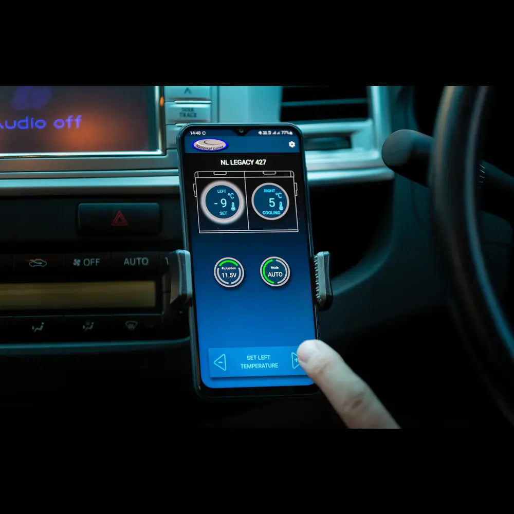 The NL app used in vehicle to control the fridge