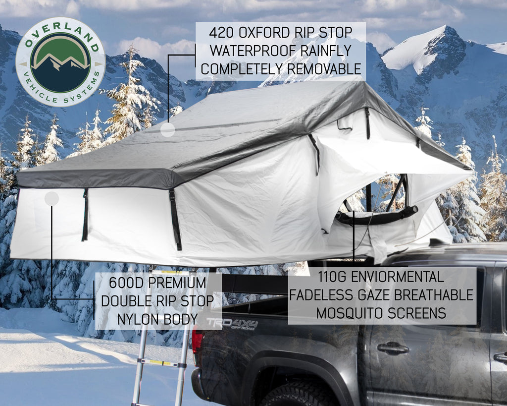 oasis trekking roof top tent Overland Vehicle Systems Nomadic 3 Arctic White Extended Roof Top Tent