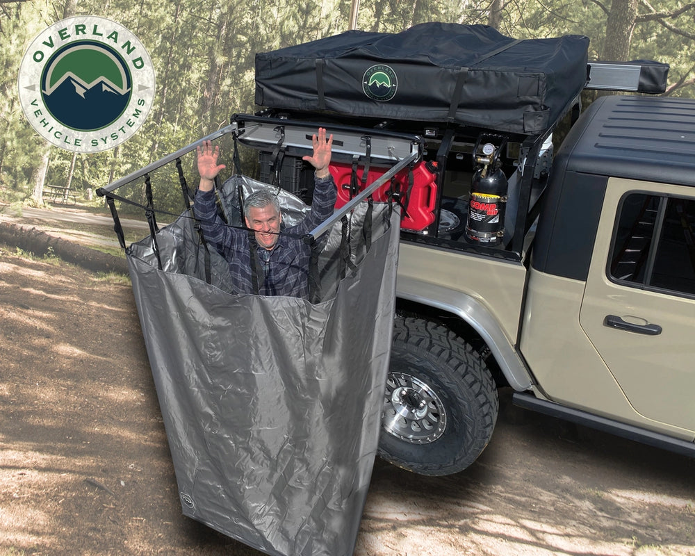 Overland Vehicle Systems Car Side Shower Room Demonstration