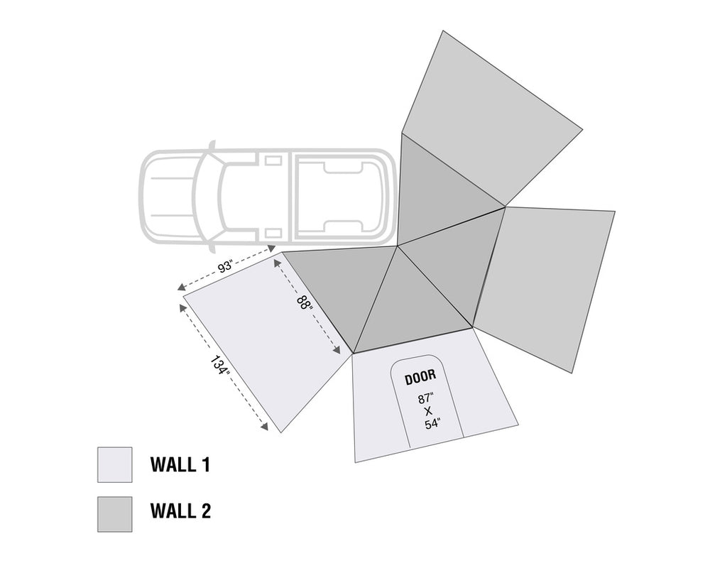 Overland Vehicle Systems Nomadic Lite 270 Awning Side Wall Dimension