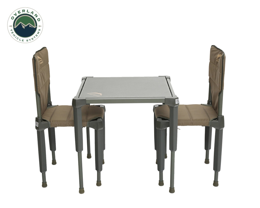 Overland Vehicles System Small Camping Table Set with Camping Chairs