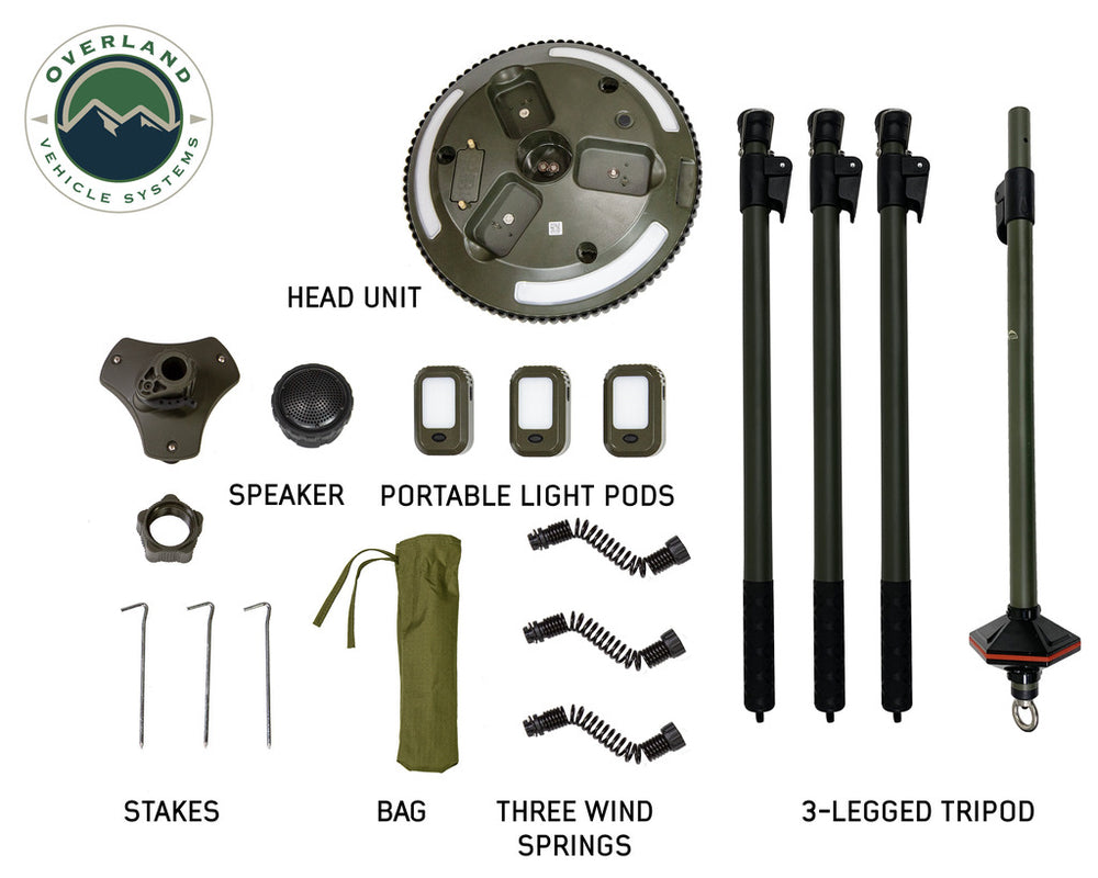Overland Vehicle System UFO Solar LED Camplight Package Inclusion