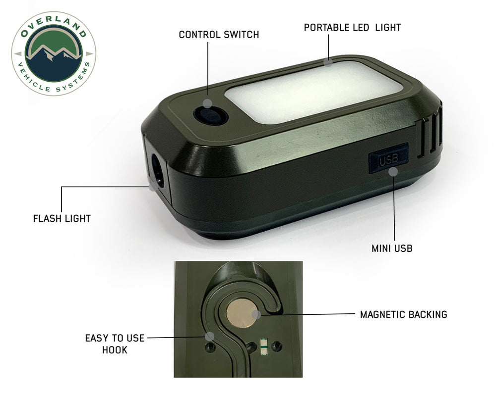 Overland Vehicle System UFO Solar LED Camplight Removable Light Pod and Features