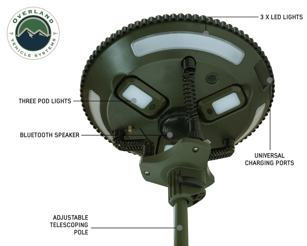 Overland Vehicle System UFO Solar LED Camplight Features