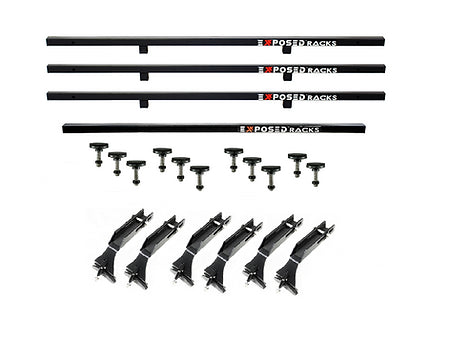 Overlander 9609 Black No Drill 4-Piece Crossbars by SMS Parts for Jeep Wrangler JKU