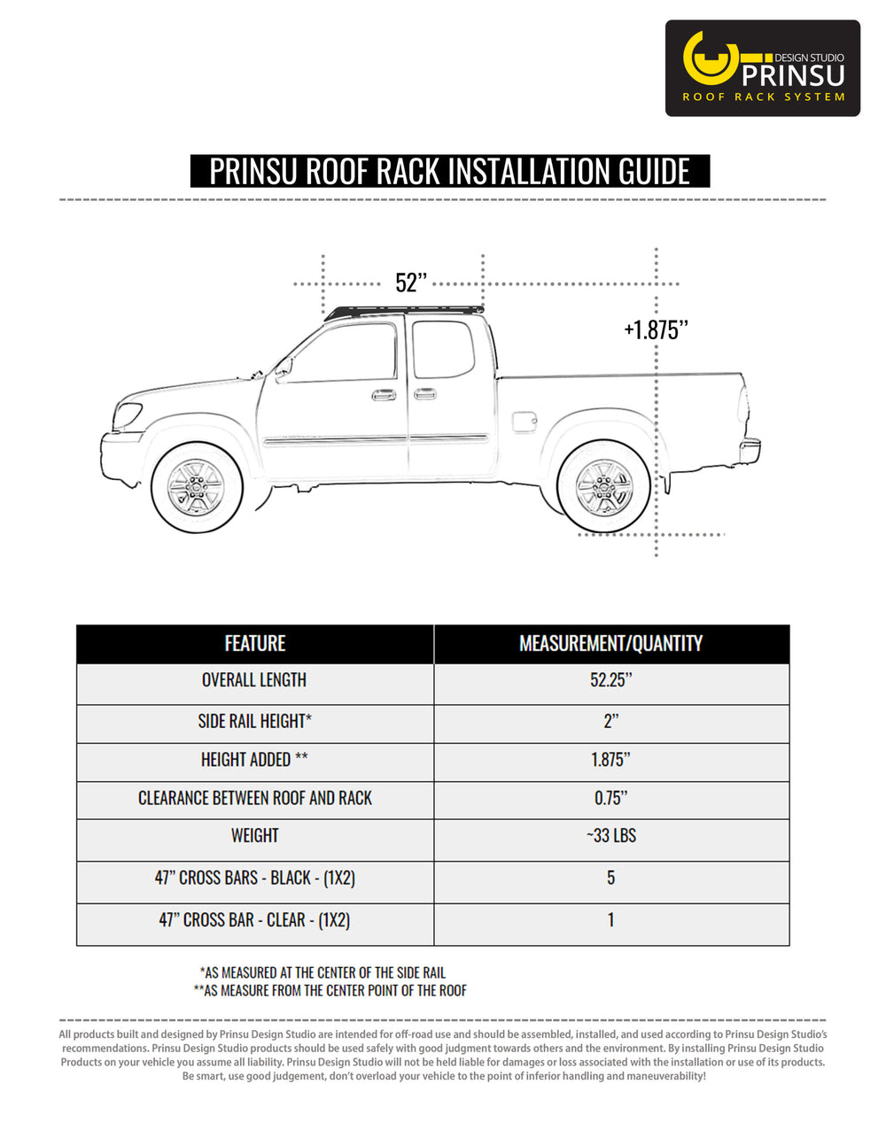 Prinsu Access Cab Rack For Toyota Tundra 1st Gen 2000-2006