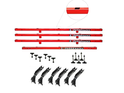 Overlander 9709 Red No Drill Click In 4-Bar Roof Rack for Jeep Wrangler JKU