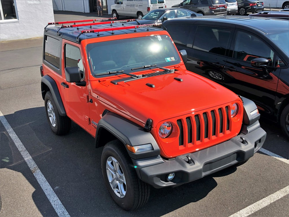 Click-In Three-Piece Red Cross Bars for Jeep Wrangler JL 2-Door by SMS Auto Parts