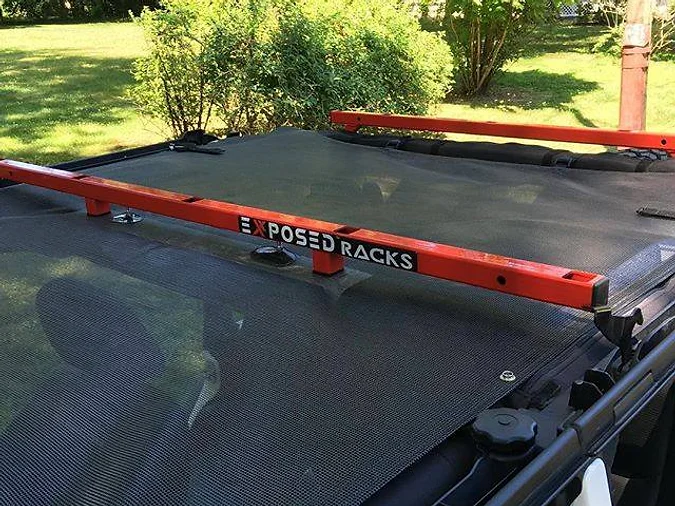 Exposed Racks 9704 Red Click-In Soft Top Roof Rack For Jeep Wrangler JKU