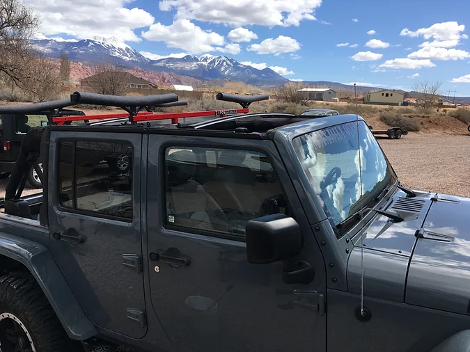 Exposed Racks 9704 Red Click-In Soft Top Roof Rack For Jeep Wrangler JKU