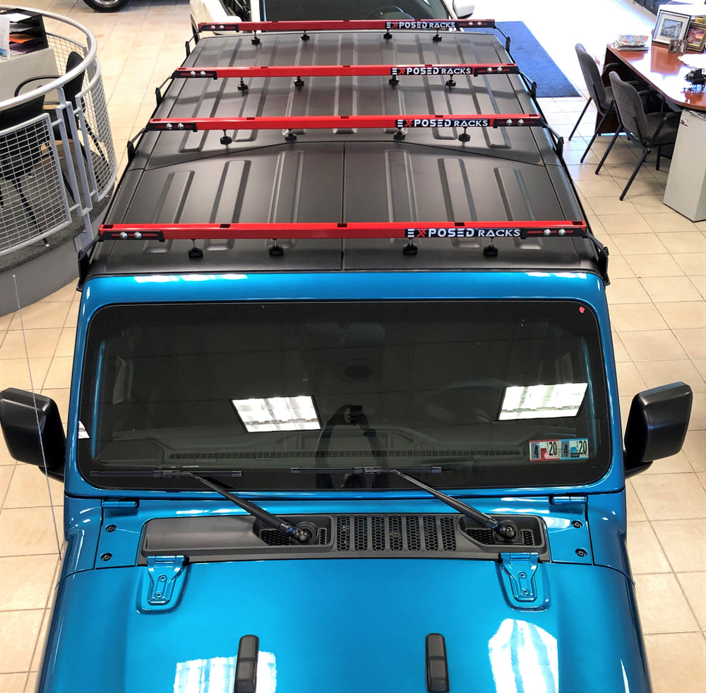 SMS Auto Parts 4-Piece Red Crossbar for Jeep Wrangler JLU 4-Door 2018-2022