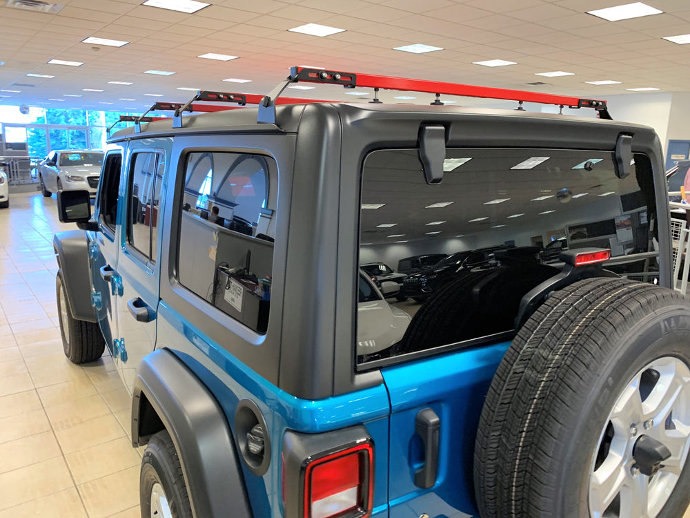 SMS Auto Parts 4-Piece Red Crossbar for Jeep Wrangler JLU 4-Door 2018-2022
