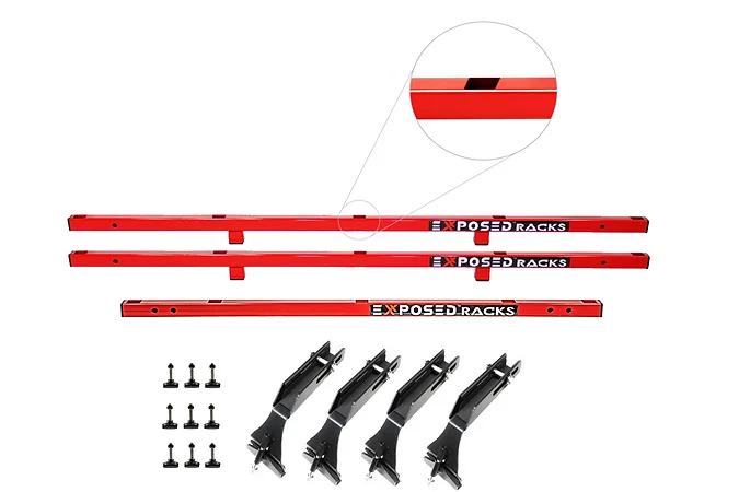 Exposed Racks 9707 Red No Drill Click-In Hard Top Roof Rack For Jeep Wrangler JKU