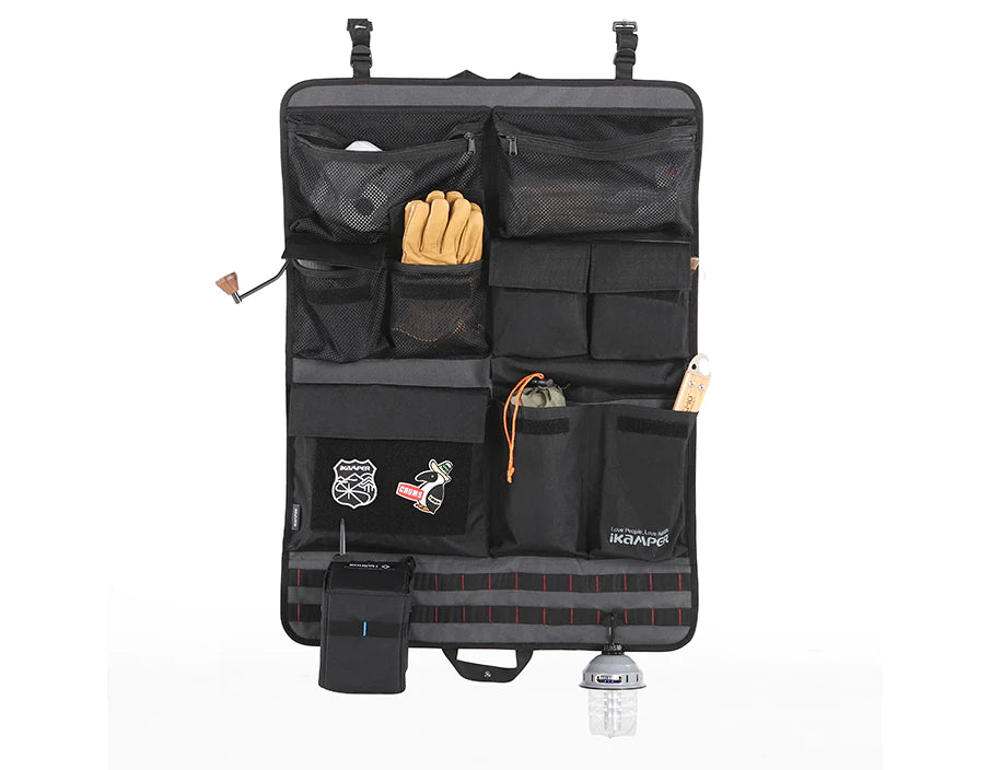 iKamper Storage Rack Front View With Items and Gear Inside