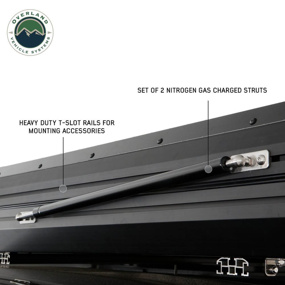 Nitrogen Charged Struts Of The Overland Vehicle Systems Sidewinder Aluminum Side Opening RTT
