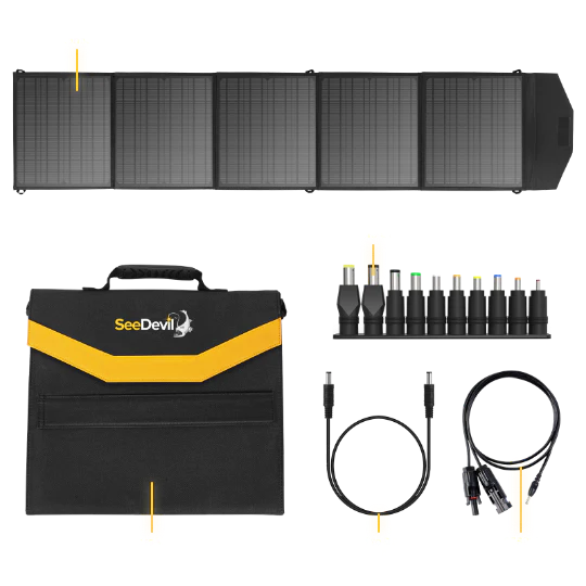 See Devil 200 Watt Solar Panel Full Kit Displayed
