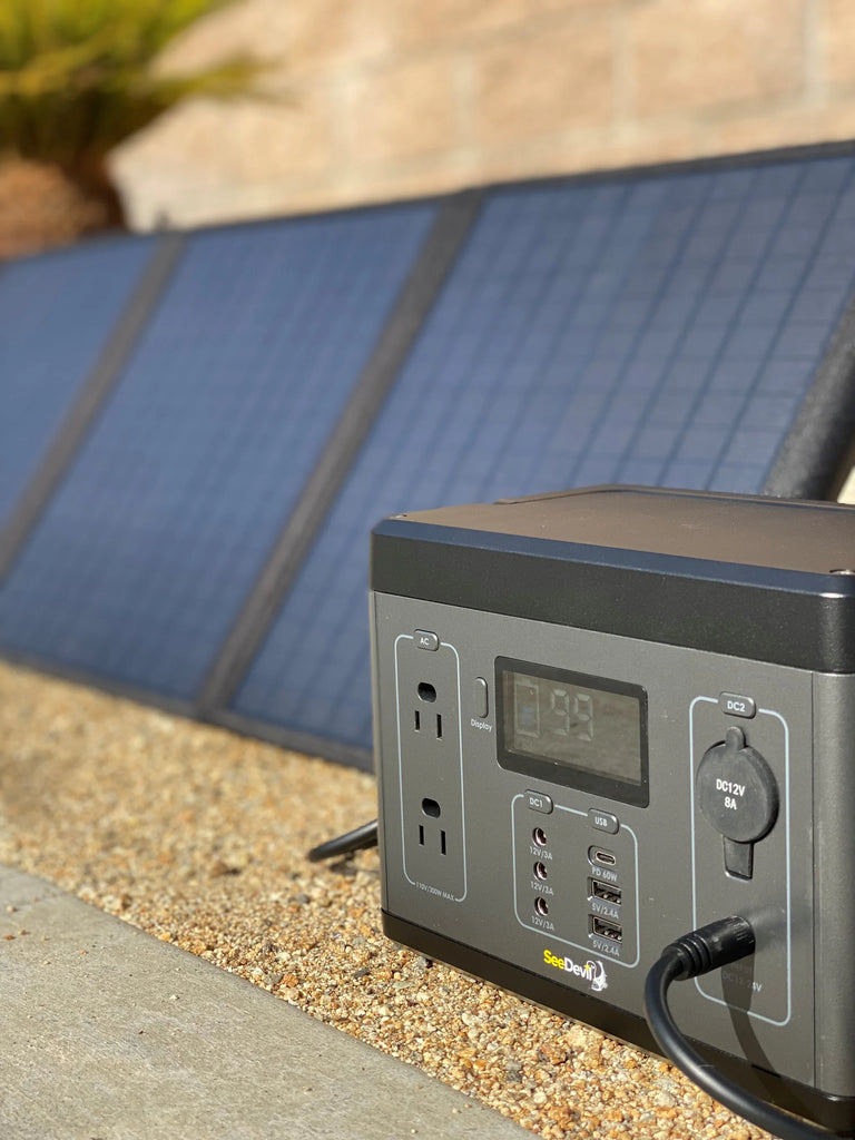 See Devil Portable Power Station Being Used with solar panels