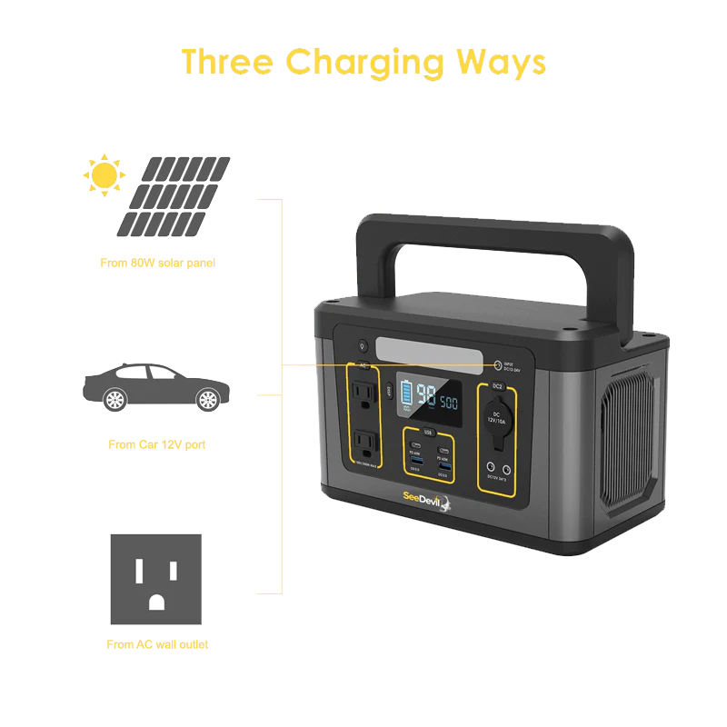 See Devil Portable Power Station 500w 560Wh Charging Ways