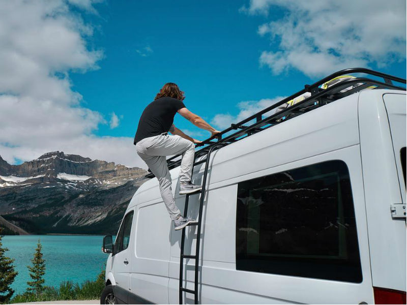 Aluminess Sprinter Ladder With Roof Rack
