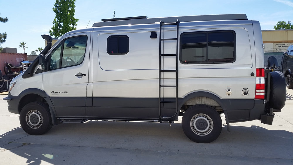 Aluminess Ladder In a Sprinter Van