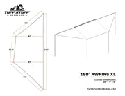 Tuff Stuff 180º Degree XL Awning Dimensions