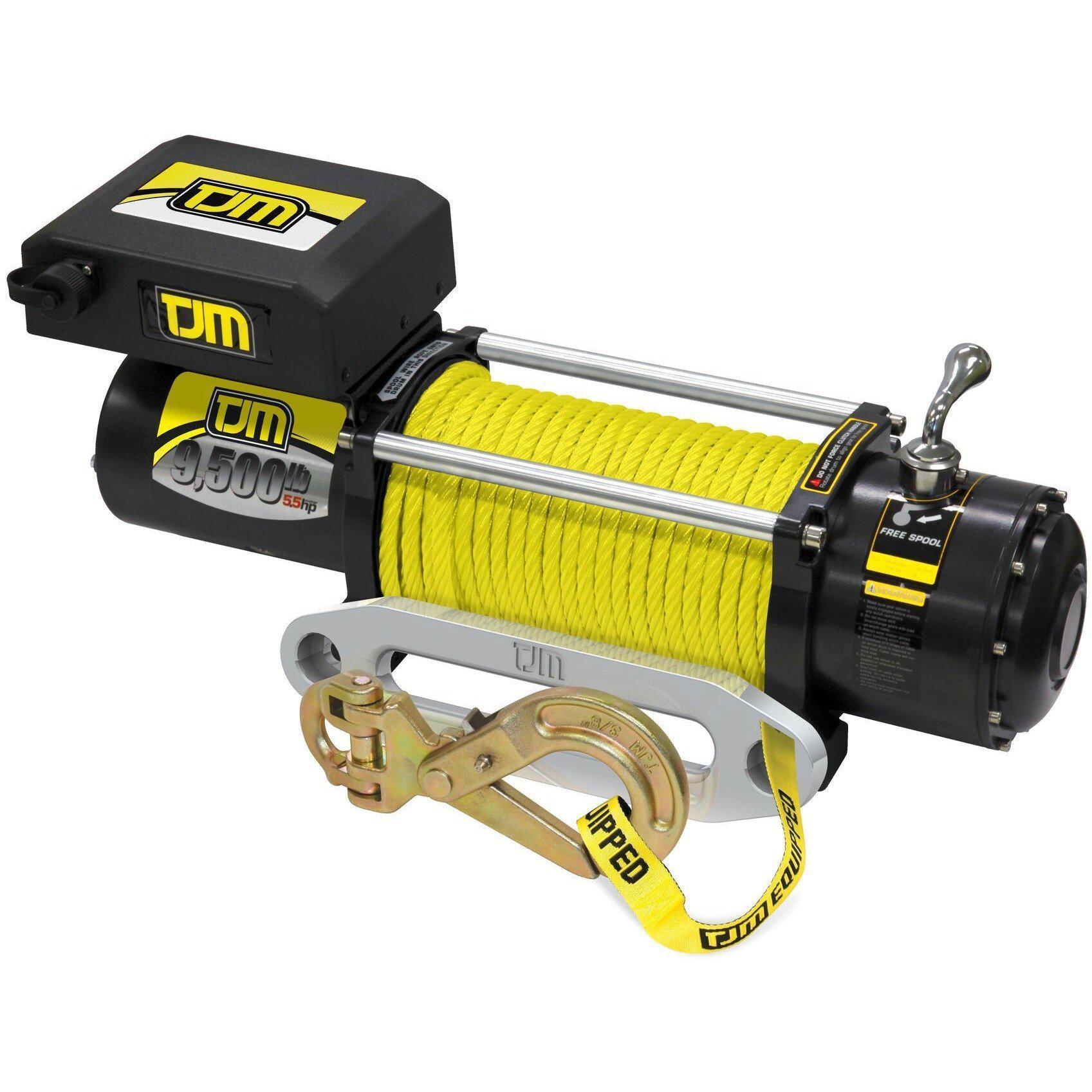 the TJM Torq Winch 9500LB with synthetic rope and wireless motor for sale online at off road tents