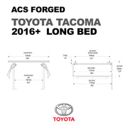 Dimesions of the Leitner Designs FORGED Active Cargo System For Toyota Tacoma 2016-2023 long bed