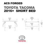 Dims of the Leitner Designs FORGED Active Cargo System For Toyota Tacoma 2016-2023 short bed
