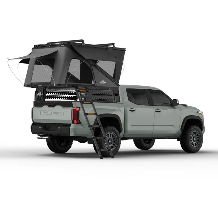 Back View Of The Tuff Stuff Alpine SixtyOne Aluminum Shell Roof Top Tent