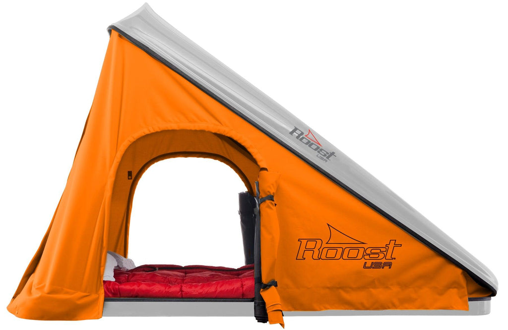 Roost Explorer Hardshell Roof Top Tent gray shell orange fabric