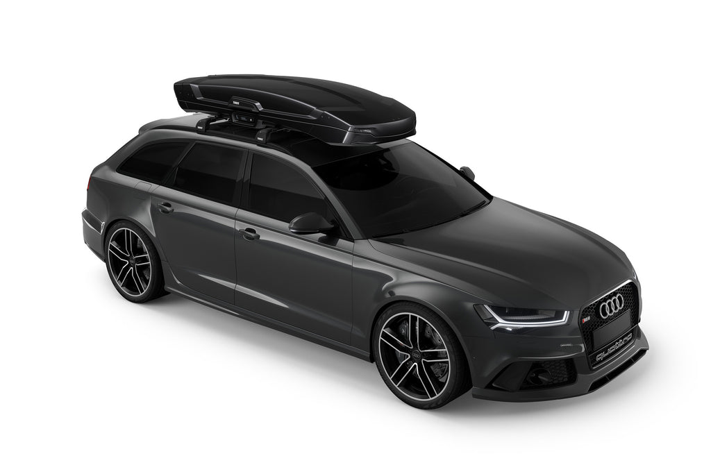 Thule Vector Alpine Rooftop Cargo Carrier On Top of Car Front Side View