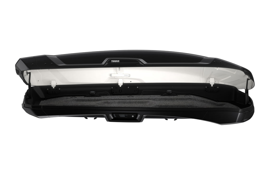 Thule Vector Alpine Rooftop Cargo Carrier Opened With Lighting Side View