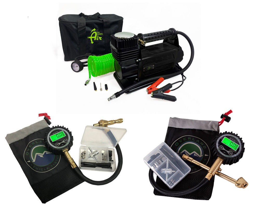 Overland Vehicle Systems Up Down Air compressor, Digital Tire Deflator, and Digital Tire Gauge Combo Kit