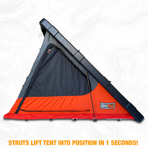 right hand side view of the BadAss Tents Rugged 2 Person Roof Top Tent