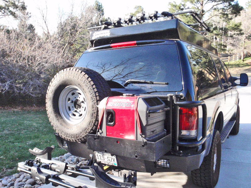 Ford Excursion with Aluminess Rear Bumper providing extra storage space