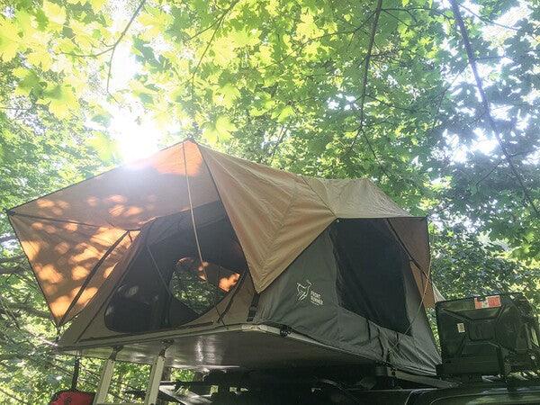 Light Shining On The Front Runner Roof Top Tent