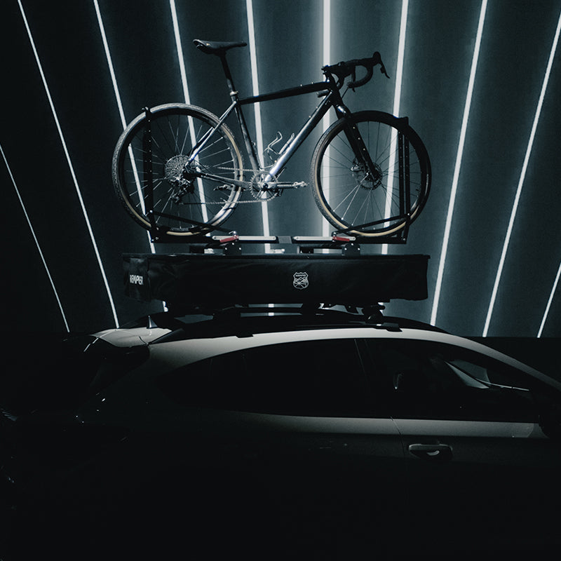 iKamper X-Cover 2.0 Mini Roof Top Tent With Bike On Top 